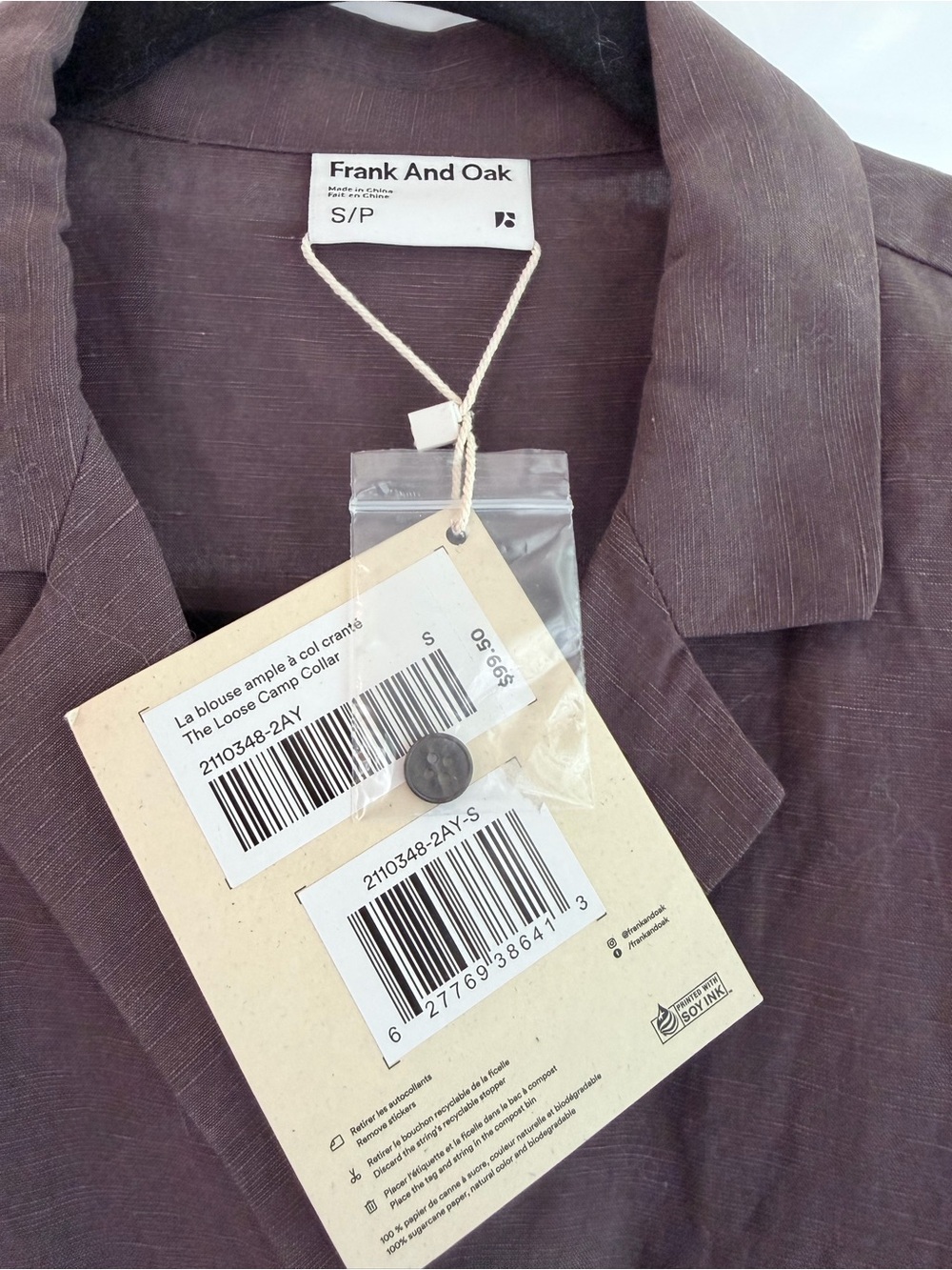 Frank and Oak camp collar relaxer brown shirt - Picture 4 of 6